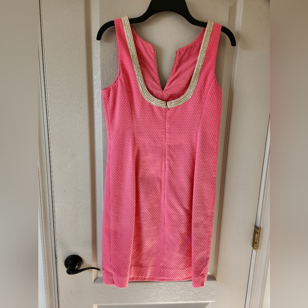Lilly Pulitzer Pink Midi Dress with Gold Accents Beautiful for Easter - Picture 9 of 9